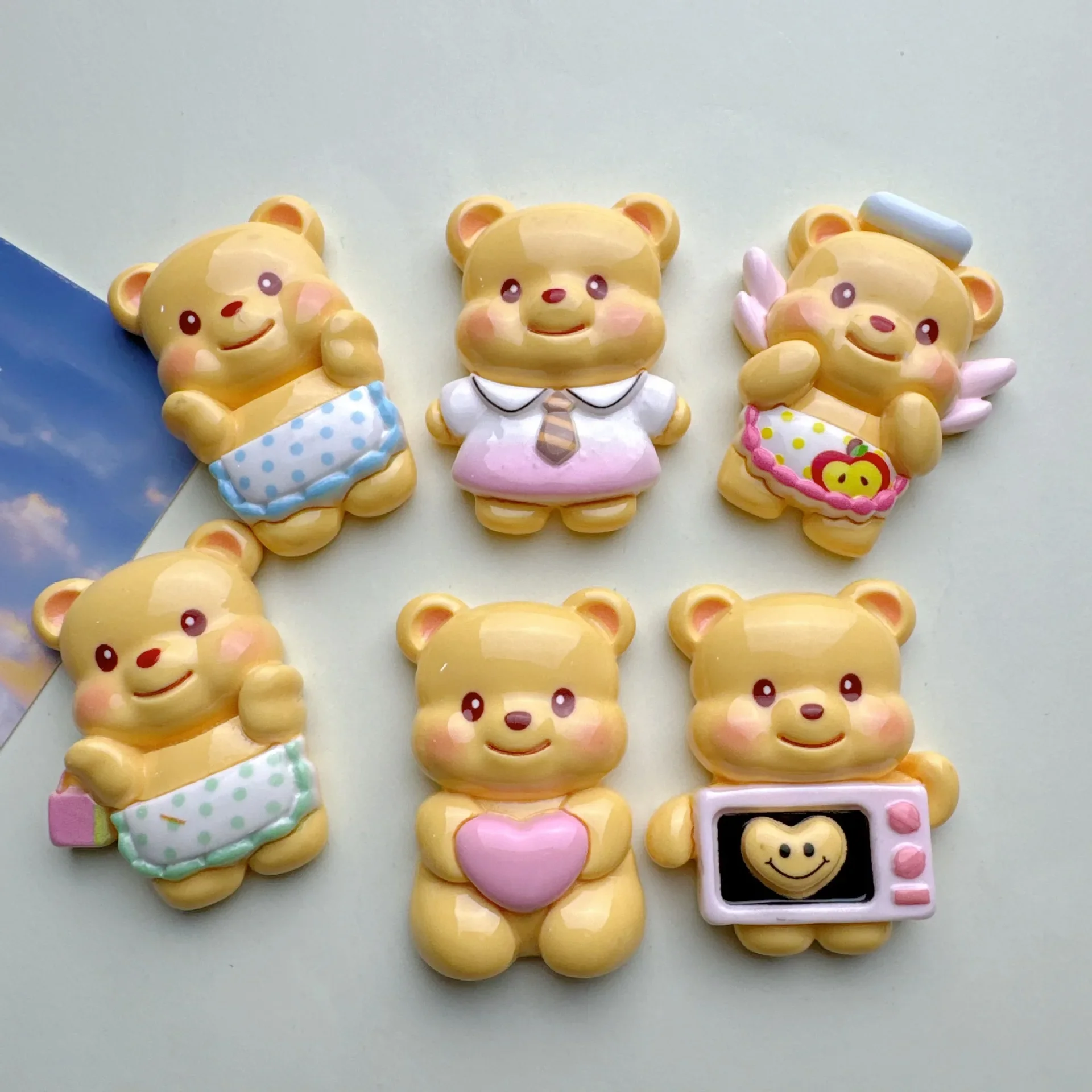 2pcs New cartoon big card butter bear cartoon resin flatback diy jewelry accessories crafts materials