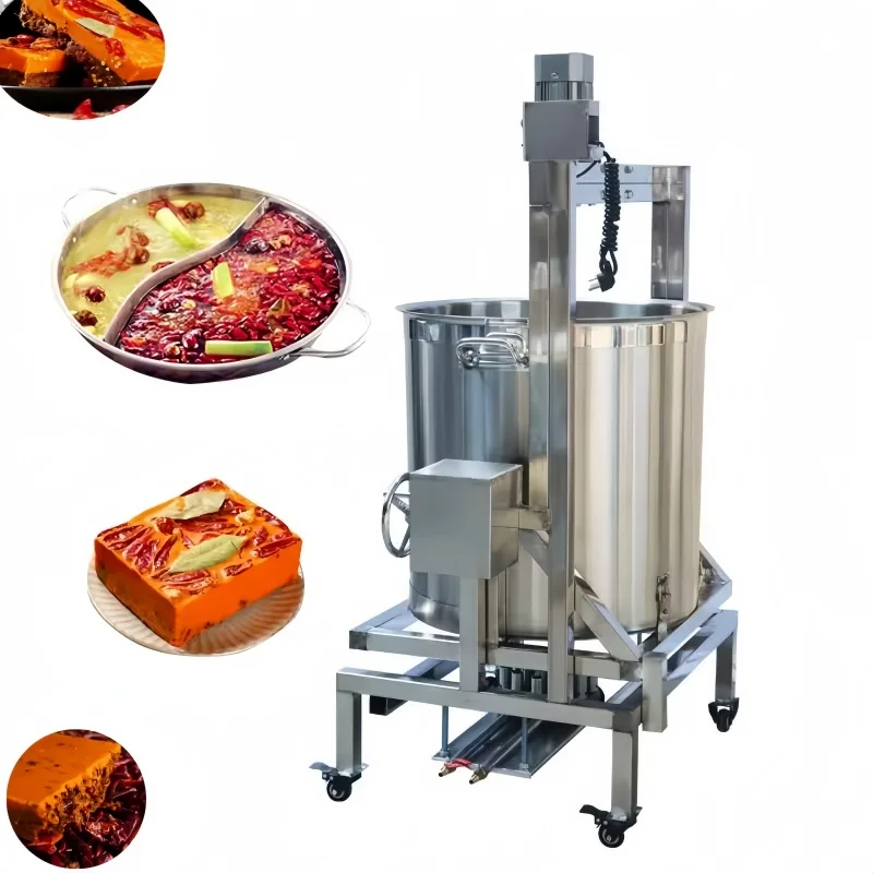 Industrial Semi Automatic Gas Heating Declining Slurry Jam Food Paste Soup Cooking Pot with Mixer
