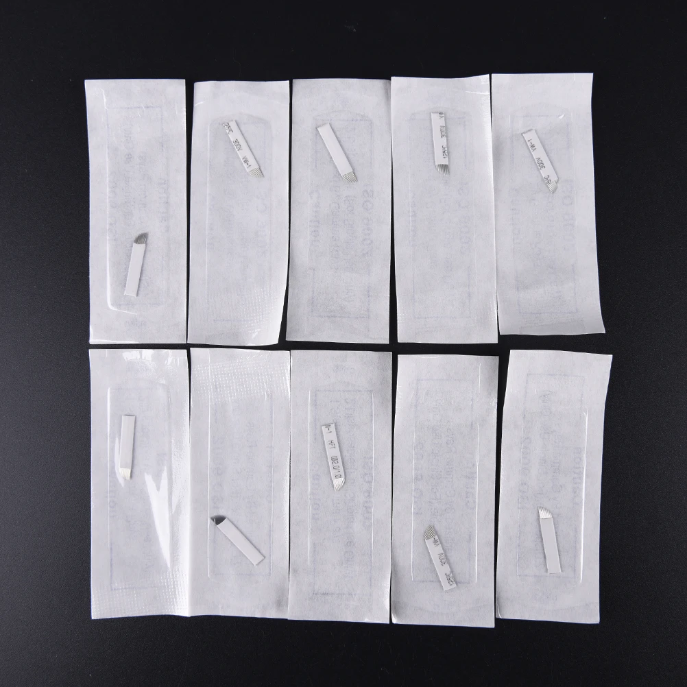 50pcs Microblading Blades 7/9/11/12/14 Pin Permanent Makeup Eyebrow Tattoo Needle Blade For 3D Embroidery Manual Tattoo Pen