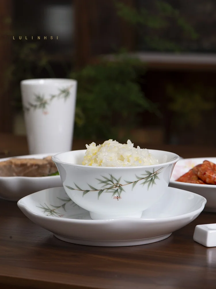 

Новые китайские столовые приборы Sle Cerc: тарелки для риса с подглазурной росписью, расписанные вручную чашки для воды, тарелки для лапши, тарелки для домашнего использования