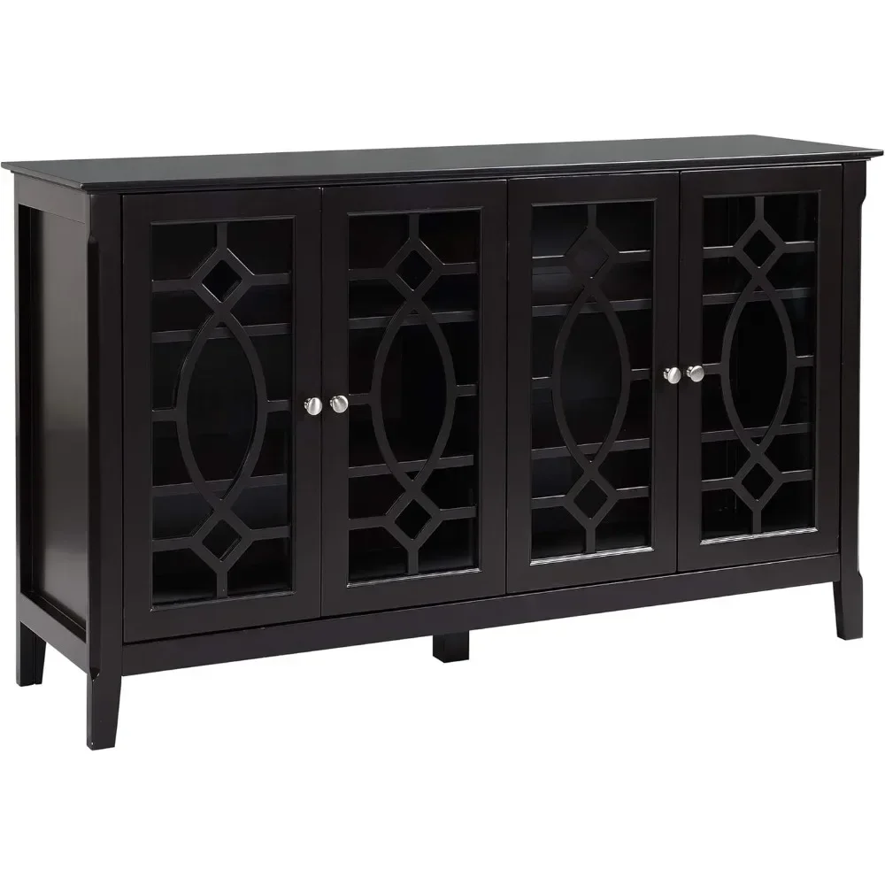 Sideboard Buffet Cabinet, Kitchen Storage Cabinets, Glass Door Accent Cabinet with Adjustable Shelves