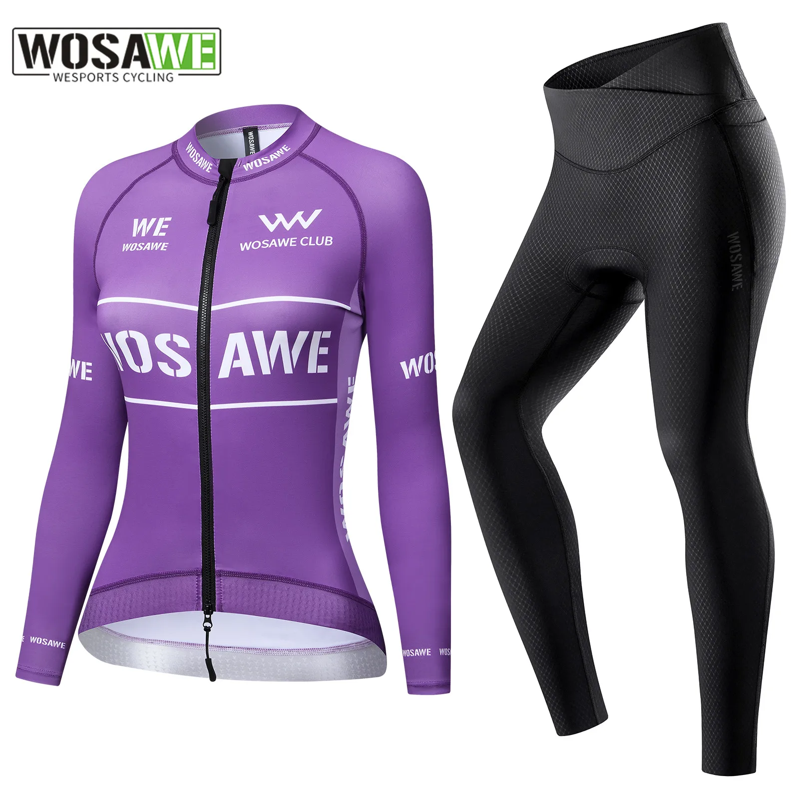 

WOSAWE комплект велосипедного трикотажа с защитой от ультрафиолета, велосипедная одежда для женщин, высокоэластичные велосипедные штаны, быстросохнущий женский велосипедный комплект