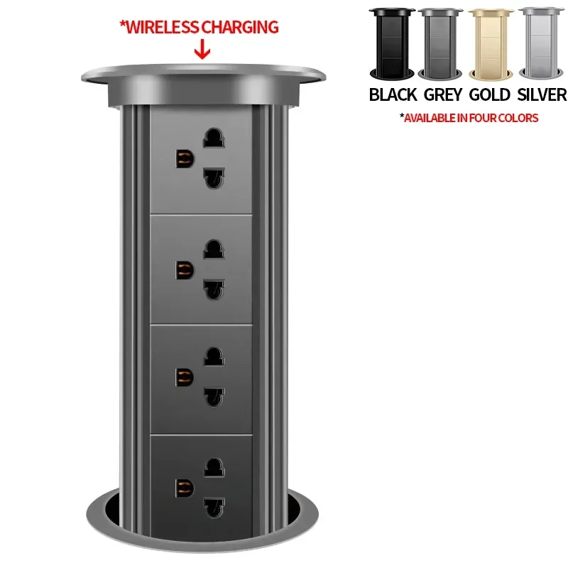 Gemotoriseerde Pop-up Toren Socket Draadloze Oplader Automatische Stekker Desktop Werkblad, Eu Fr Socket USB Type-C Bluetooth Speaker - afbeelding 1