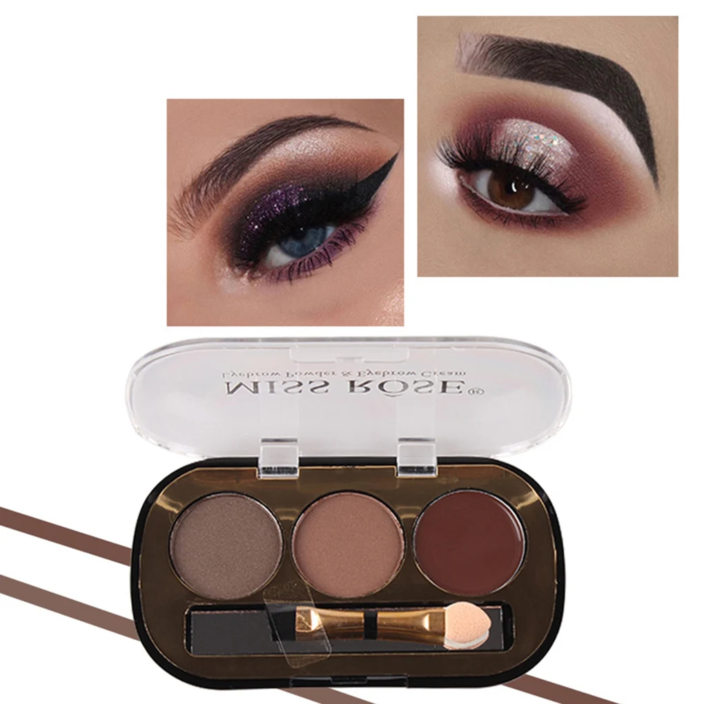 Eyebrow Powder Waterproof Eyebrow Cosmetic Long-lasting Portable Makeup Accesssory with Brush