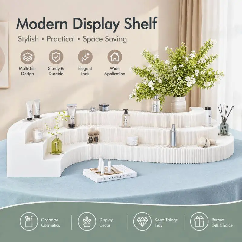 Foldable Paper Display Stand Space Saving Modular Exhibition Rack Museum Showcase Deformable Furniture
