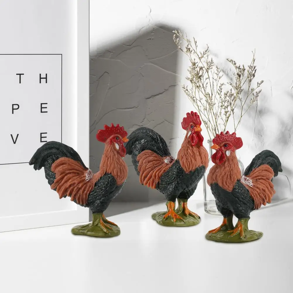 Decorative Rooster Statue Mini Pvc Rooster Model Farm Animals Figure Poultry Sculpture Toy Simulation Farm Animals Figure