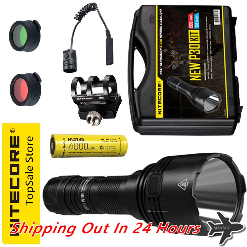 Nitecore NEWP30 KIT di caccia torcia tattica per esterni torcia a LED NL2140 4000mAh 21700 batteria UI2 caricabatterie interruttore remoto