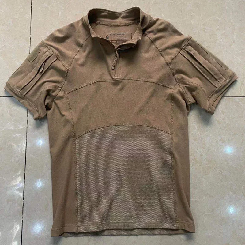 New Knitted Tactical Frog Suit Men's Camo Suit Short Sleeve Slim Fit Elastic T-Shirt Property Team Building Top