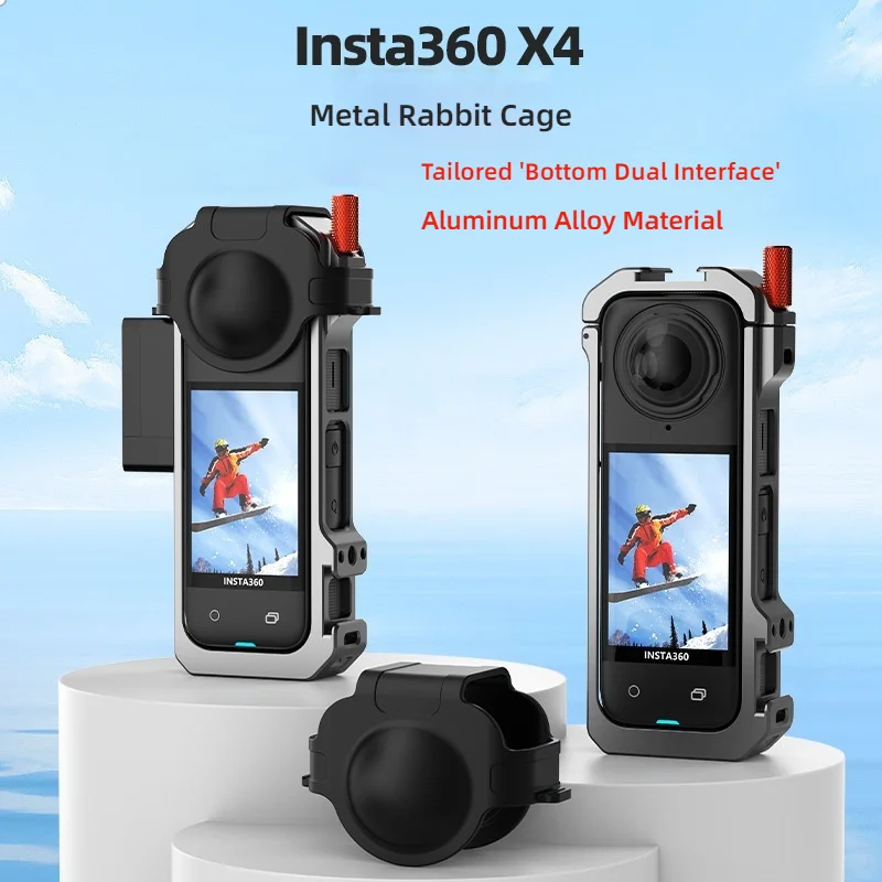 Hepail High Quality Shadow Stone Insta360 X4 Metal Rabbit Cage Magnetic Rabbit Cage Shadow Stone X4 Sports Camera Accessories