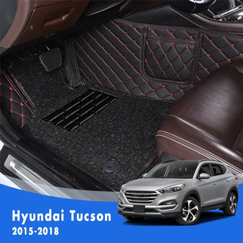 

Custom LHD Car Floor Mats For Hyundai Tucson 2015 2016 2017 2018 Double Layer Car Interior Accessories Wire loop Carpets