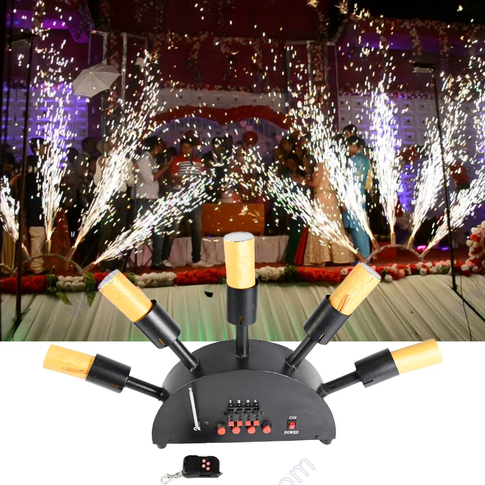 ウェディング線香花火 DMX コントロール特別機器 Dj ディスコ 5 ショット扇形リモートステージ噴水効果パーティーコールドスパークマシン