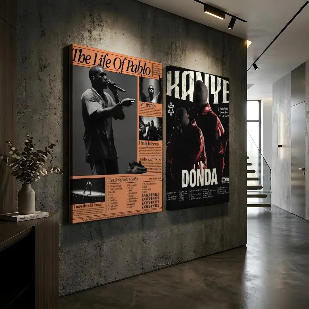 Rapper Star Y-YE K-Kanye W-West Framed Wall Painting Framed Canvas Wall Art Waterproof Wall Decor For Living Room Bedroom