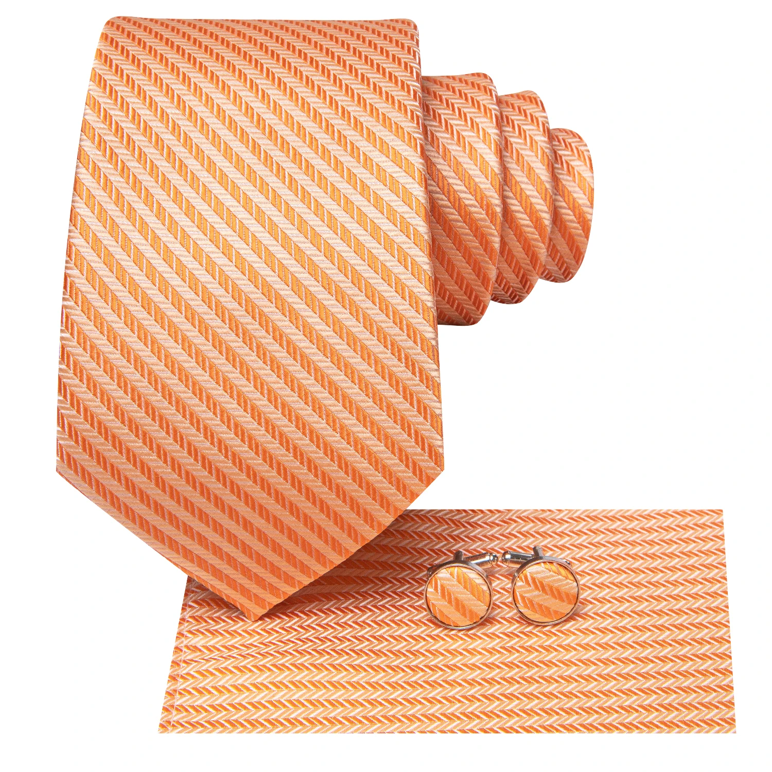 3 piezas de corbata para hombre, rayas naranjas, corbata, bolsillo, gemelos cuadrados, conjunto de boda, formal, informal, fiesta de oficina
