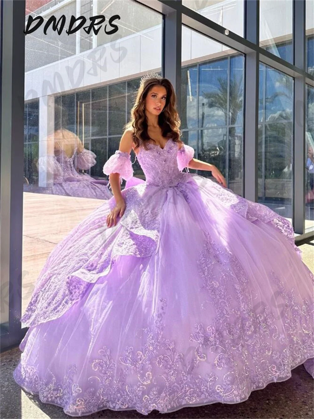 Glamorous Lavender Quinceanera Dress Ball Gown Elegant Tiered Lace Applique Beading Mexico Corset Sweet 16 Vestidos De 15 Años