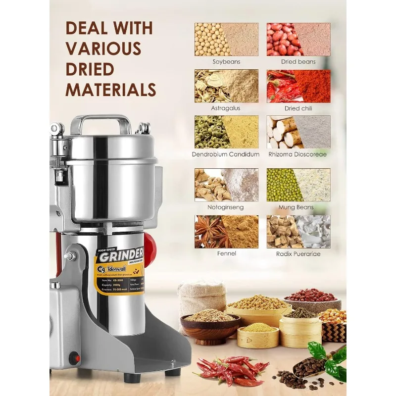 800 جرام مطحنة الحبوب الكهربائية مطحنة السلامة ترقية 2400 واط عالية السرعة التوابل عشب طاحونة التجارية رقيق آلة Dr #4