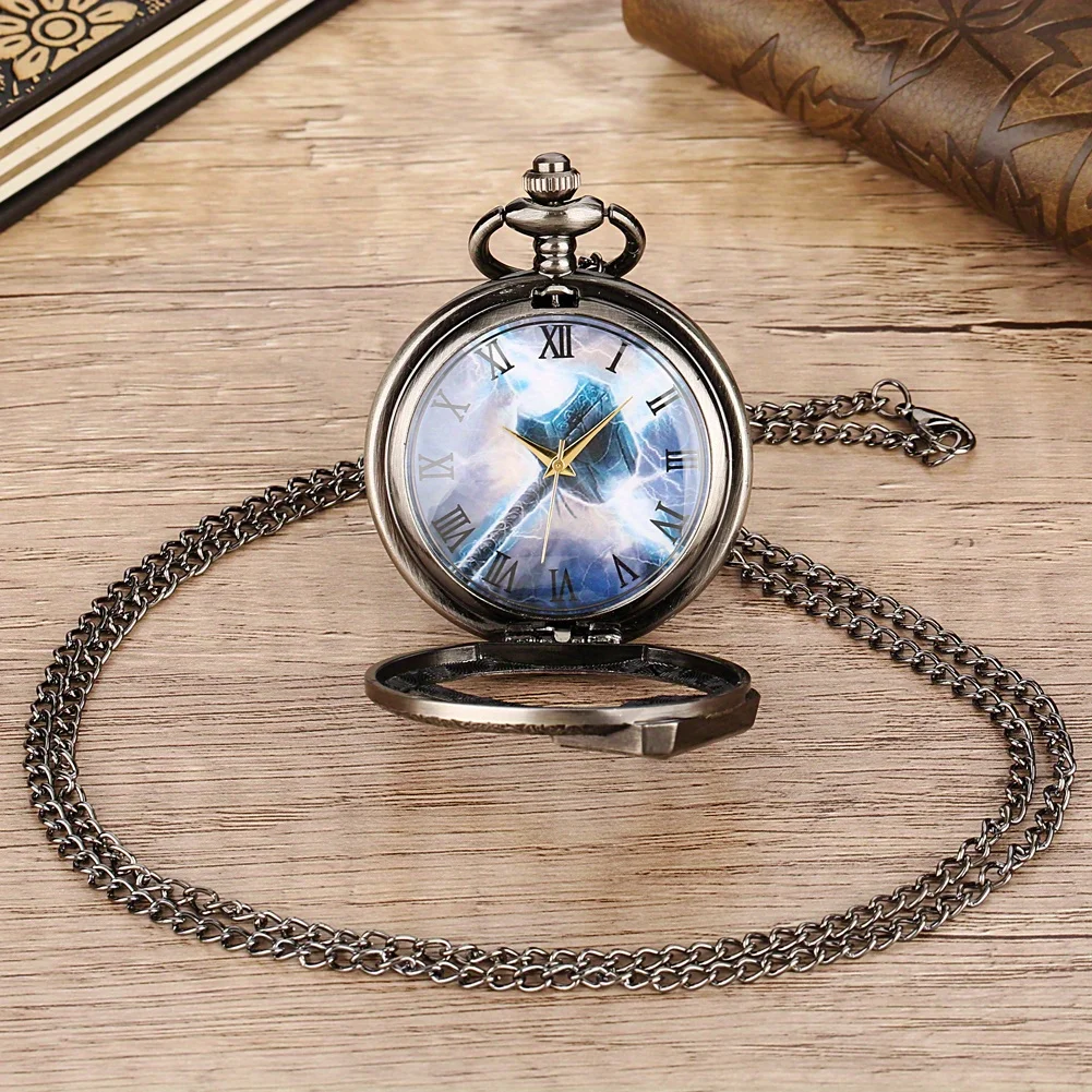 بارد الجوف المطرقة كوارتز ساعة الجيب الرجال قلادة قلادة ساعة الجيب المرأة خمر ساعة أنيقة #5