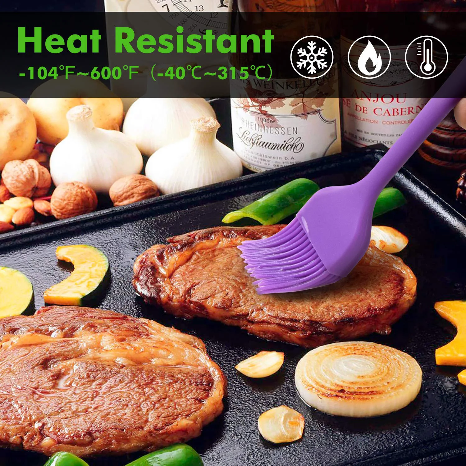 Silicone Basting Brushes, Heat Resistant Marinading Meat Grill Basting Pastry Brush for Oil Butter Sauce Sausages Desserts