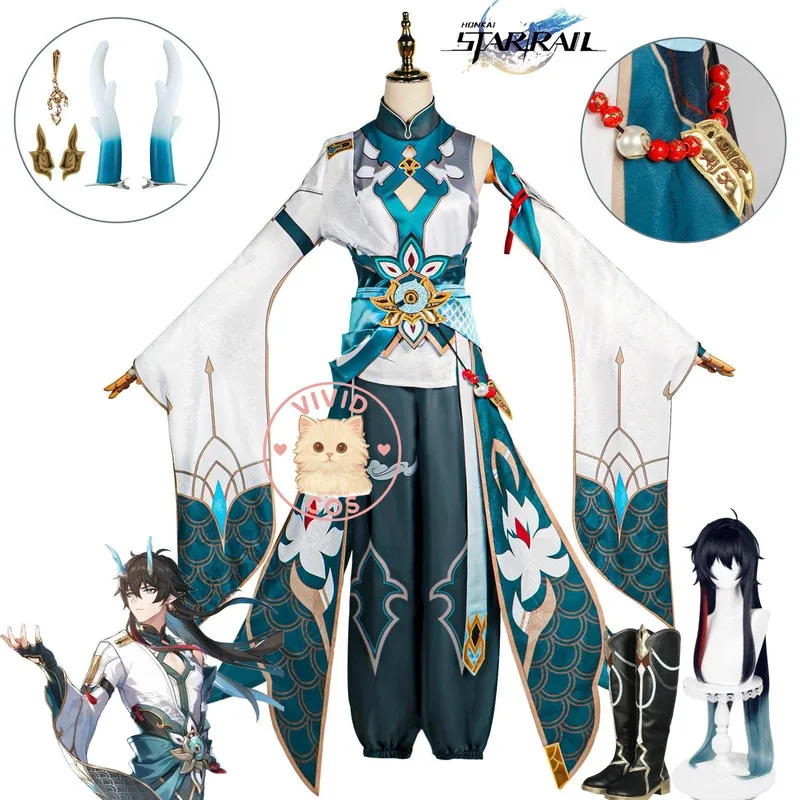

Игра Honkai: Star Rail Dan Heng Косплей Костюм Imbibitor Lunae Аниме Ролевая игра Одежда Серьги Головные уборы Парик Обувь для мужчин и женщин