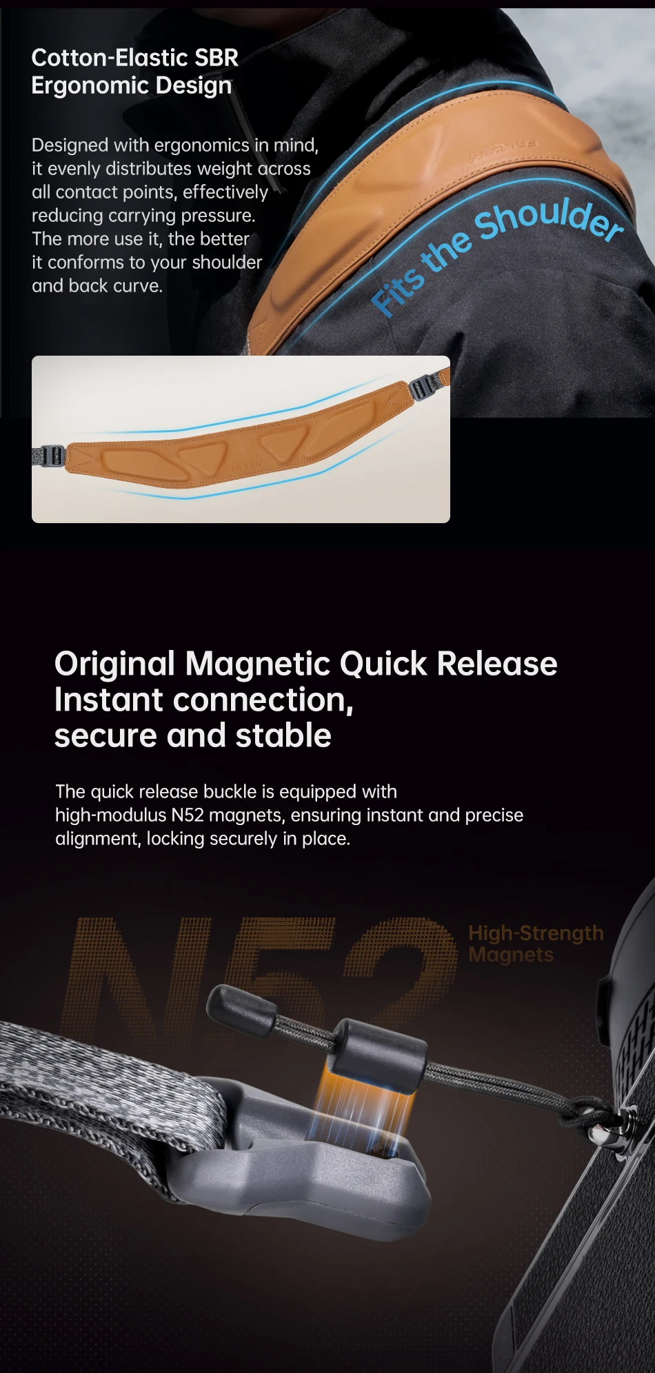 Ulanzi FALCAM MAGLINK Pro V2 Schneller Schultergurt mit magnetischer Schnalle für DSLRs, Teleobjektive für Outdoor-Fotografie – Detail 4