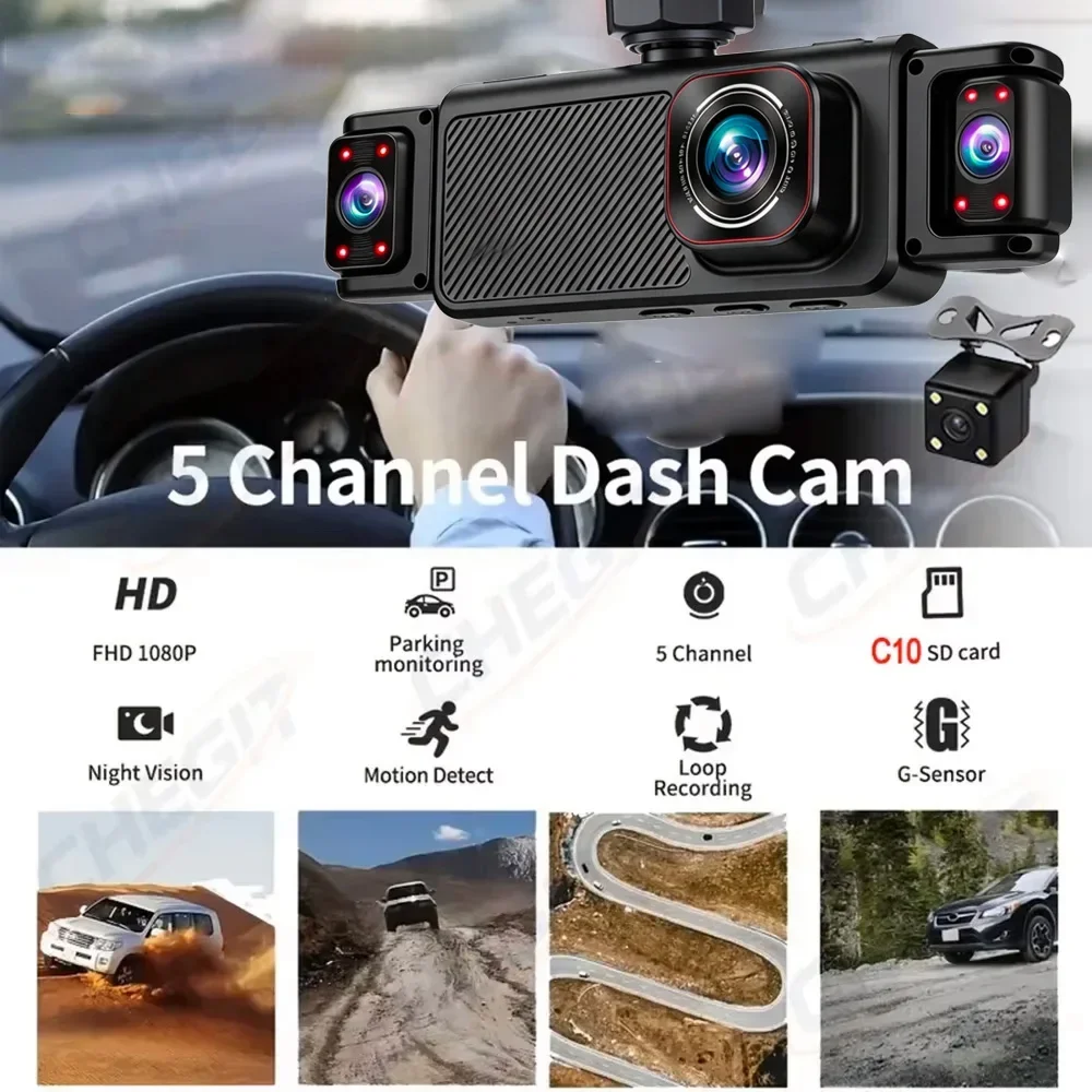 5 Channel Dash Cam 360° Car Video Recorder WIFI Black Box with Night Vision 24/7 Parking Monitor G-Sensor Auto Parts For SUV