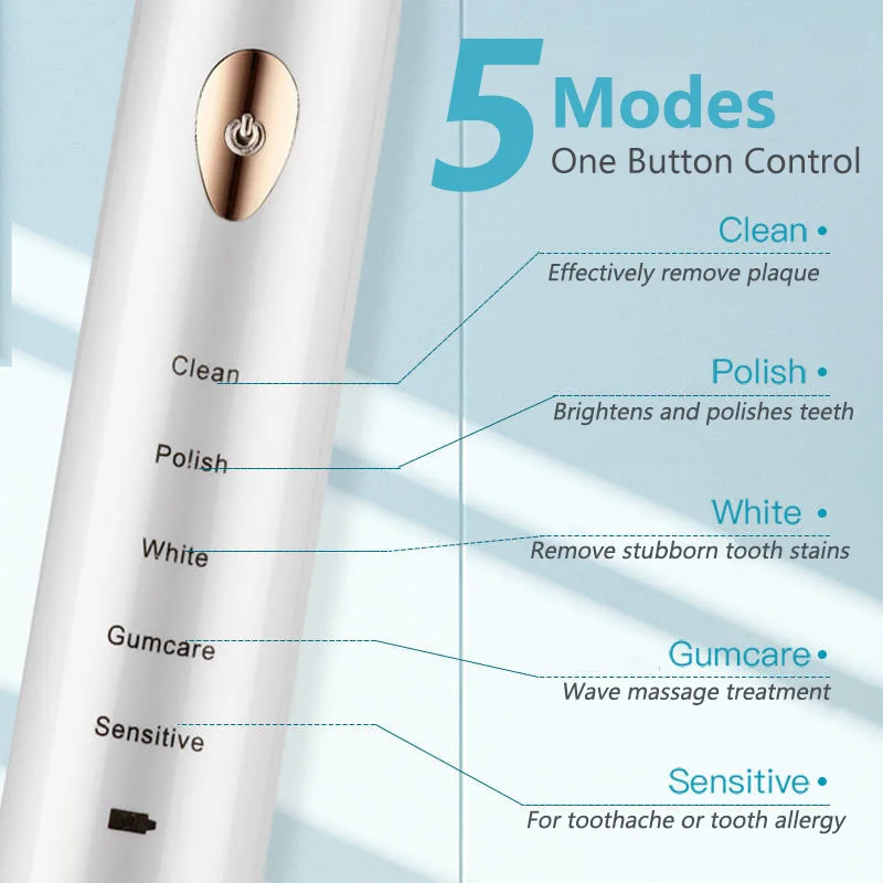 WDD-A59 Electric Toothbrush Sonic USB Fast Charging Electric Rechargeable Teeth Replacement Head Delivery Within 24 Hours