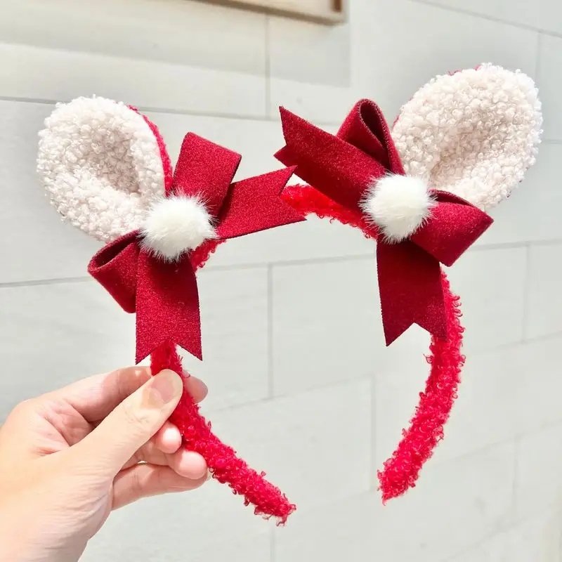 2024 New Christmas Hairband Hair Accessories Super Fairy Antlers Bow Headdress Holiday Dress Jewelry Doll House Childrens Toys