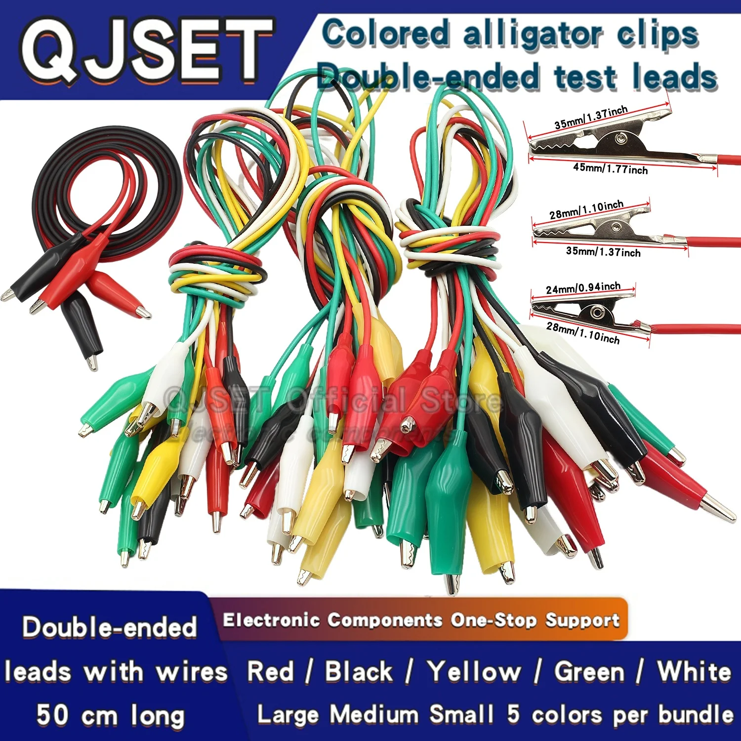 10개 50cm 클립 번호 28MM/35/45mm 와이어가 있는 앨리게이터 클립, 전기 앨리게이터 클립용 앨리게이터 클립이 있는 점퍼 와이어