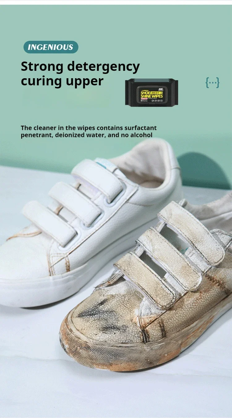 Schuh-Reinigungstücher Sneaker-Reiniger Tragbare Einweg-Reinigungstücher Leistungsstarke Reinigungstücher für Weiße Schuhe – Detail 7