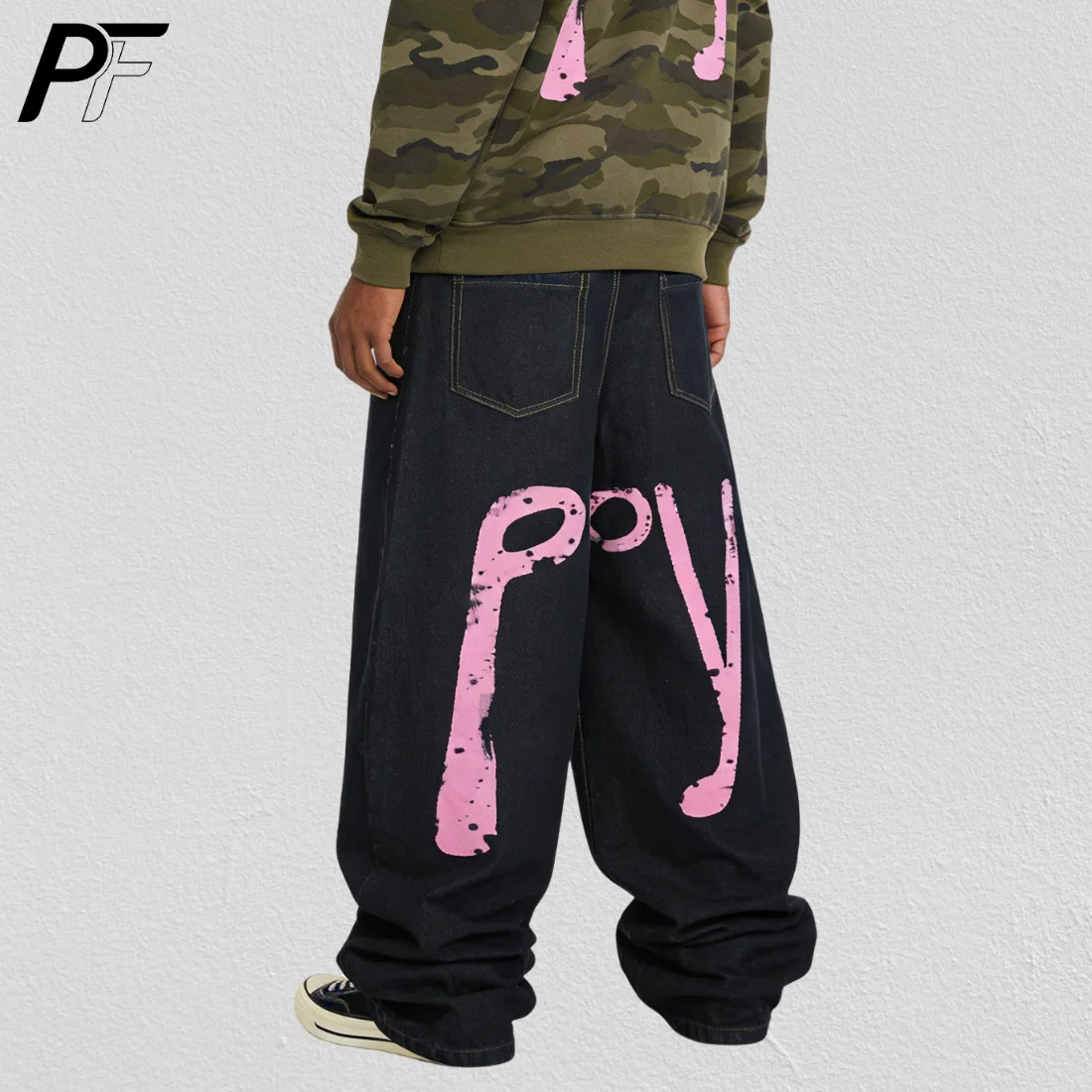 

Y2K Vintage Baggy Jeans Men Women High Street Denim Pants With Pink Graffiti Letter Print Hip Hop Loose Stylish Trousers 2026