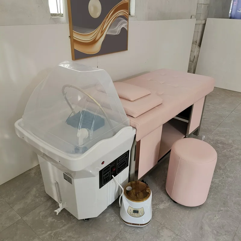 serbatoio dell'acqua di lusso di fascia alta da 60 litri bianco senza impianto idraulico testa giapponese spa bellezza comodino spa letto shampoo