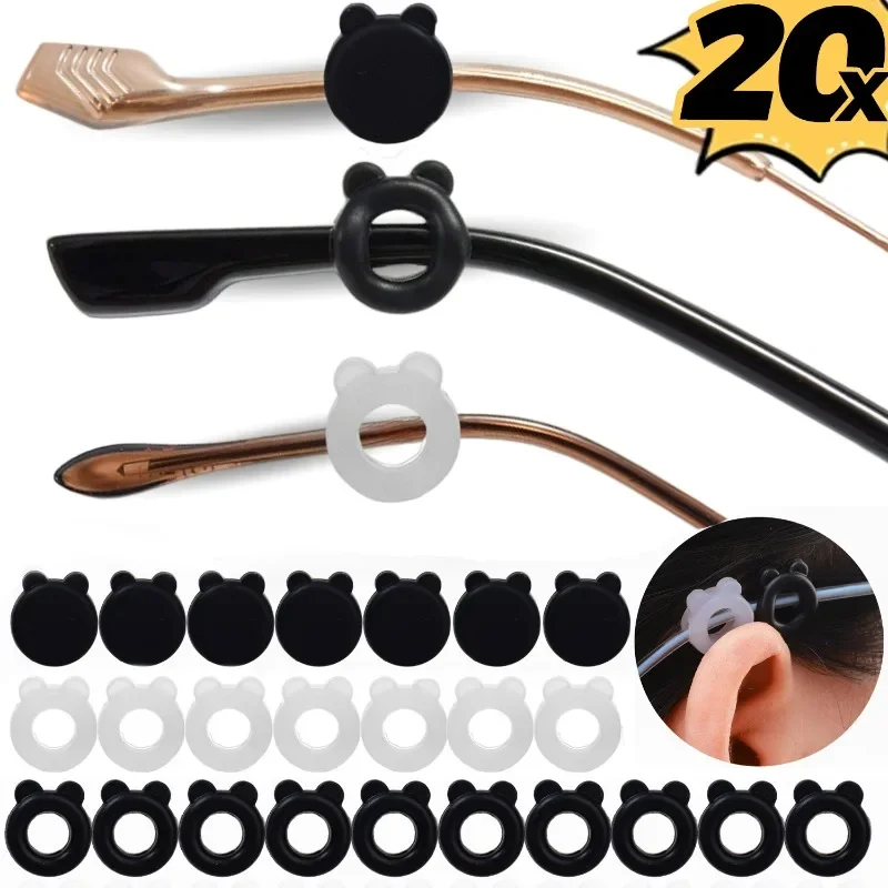 10/20Pcs Elastic Bear Glasses Leg Protector Silicone Temple Tips Covers for Sunglasses Eyeglasses Anti-Slip Holder Ear Hooks