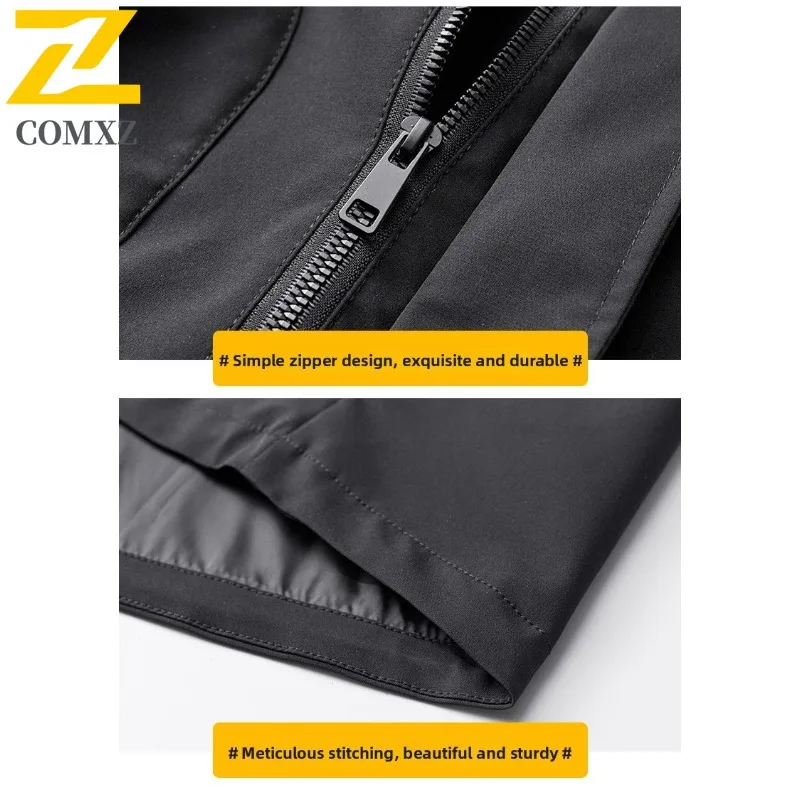 سترة COMXZ للرجال بغطاء للرأس للاستكشاف الخارجي ومقاومة للرياح معطف للدراجات النارية للترفيه والارتداء اليومي سترة واقية خفيفة الوزن للخريف #6