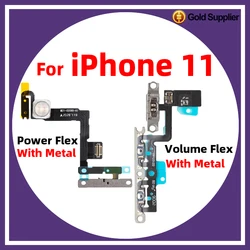 For iPhone 11 Power On Off Flex Volume Up Down Side Button Key switch on off button Ribbon Flex Cable With Metal