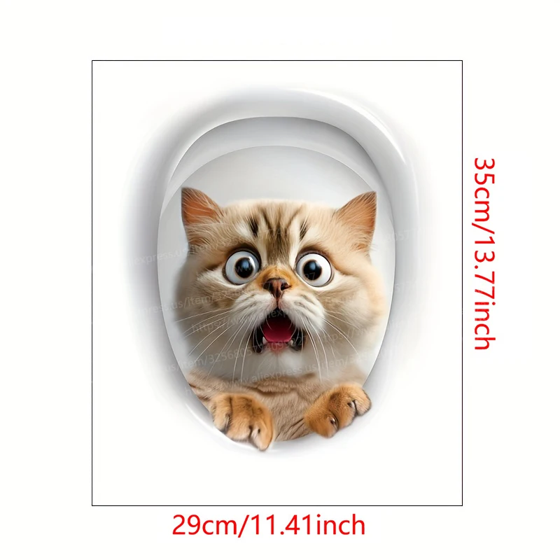 Beängstigende Katze Toiletten aufkleber DIY selbst klebende Toiletten deckel Aufkleber für Badezimmer Toilette Mode wasserdichte WC Wohnkultur – Detail 9
