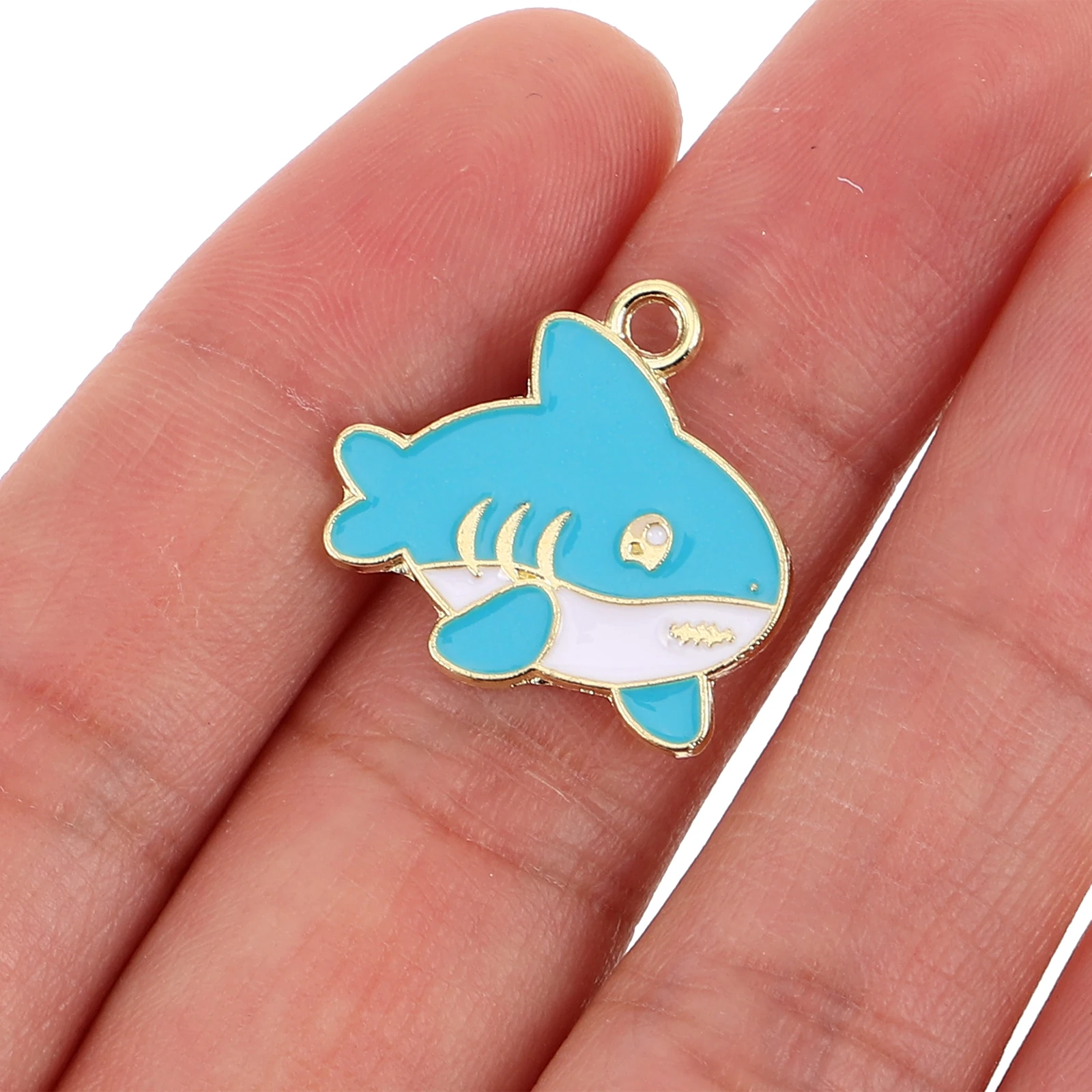 

10Pcs Shark Charms Alloy Animal Pendants Mini Ocean Enamel Pendants DIY Jewelry Accessories Earring Charms Keychain Making