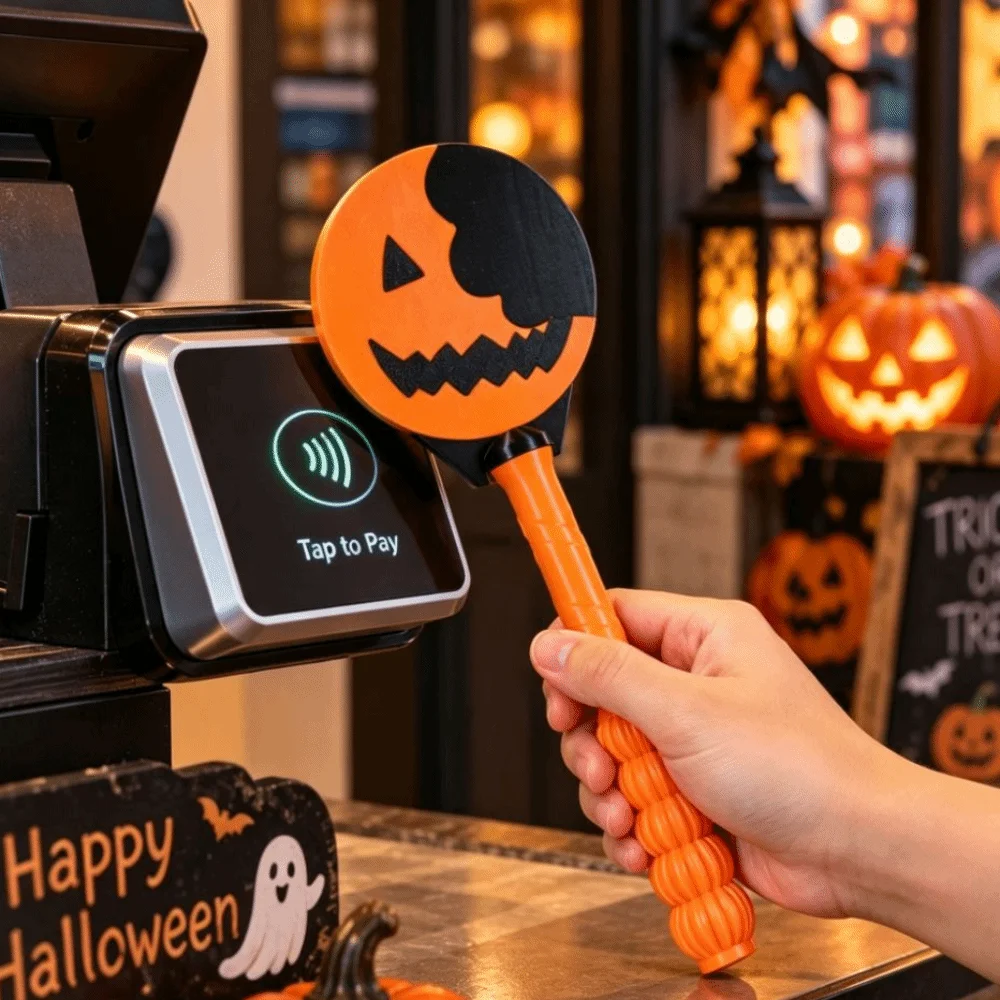 Touch Sensitive Halloween Magic Wand Party Decoration Handheld Pumpkin Tap Wand Pumpkin Design Funny Halloween Party Prop