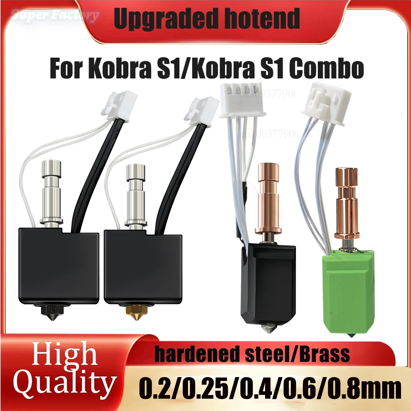 Produktbild von 2 Stück Anycubic Kobra S1 Hotend – 0,4 Mm Messingdüse, Plug-and-Play, Bis 300°C, Kompatibel Mit Kobra S1 & S1 Combo