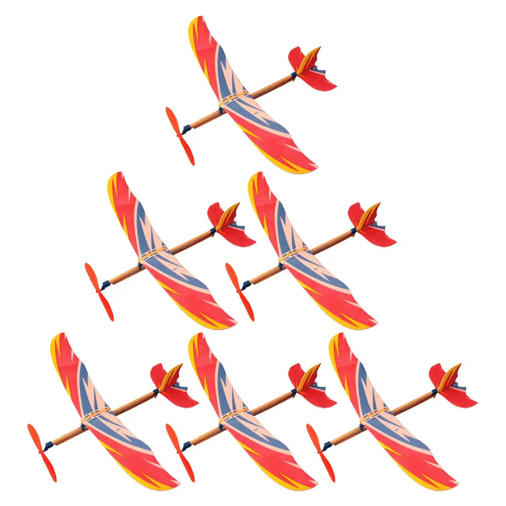 

6Pcs Elastic Band Powered Airplane DIY Gliders Children Educational Plaything Kids Hand Eye Coordination Flying Fun