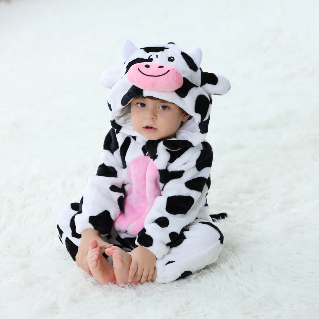 Inflant Newborn Rompers Kigurumi Pajamas Animal Onesies Kids Jumpsuit Boys Girls Overalls Baby Cow Unicorn Panda Cosplay Costume