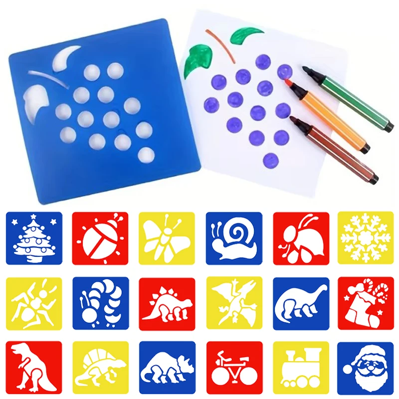 

6~24pcs Picture Drawing Template Plastic DIY Stencils Rulers Painting Tools Washable Reusable Teaching Incentive Supplies TMZ