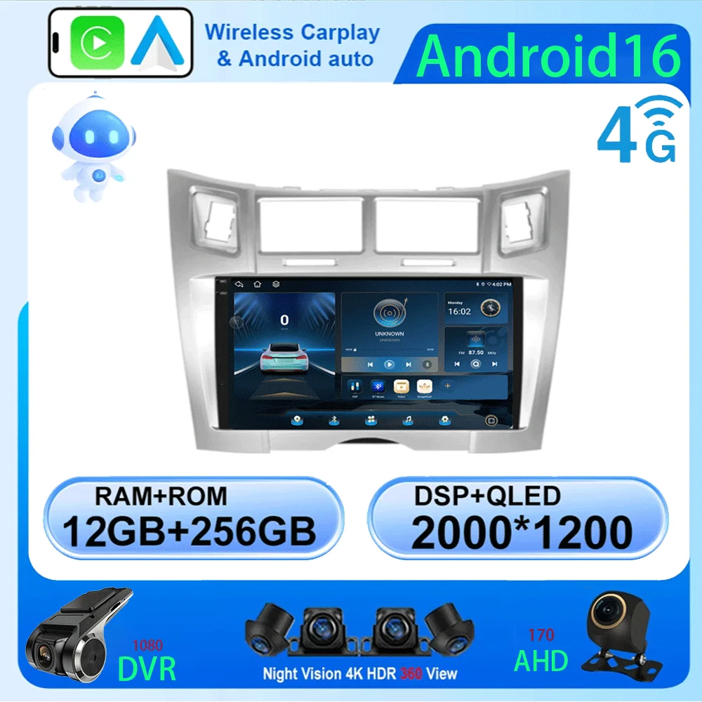 Android 16 For Toyota Yaris Vizi 2005 2006 2007 - 2012 Carplay Car Multimedia Player Radio XP90 Car Radio Auto GPS Navigator