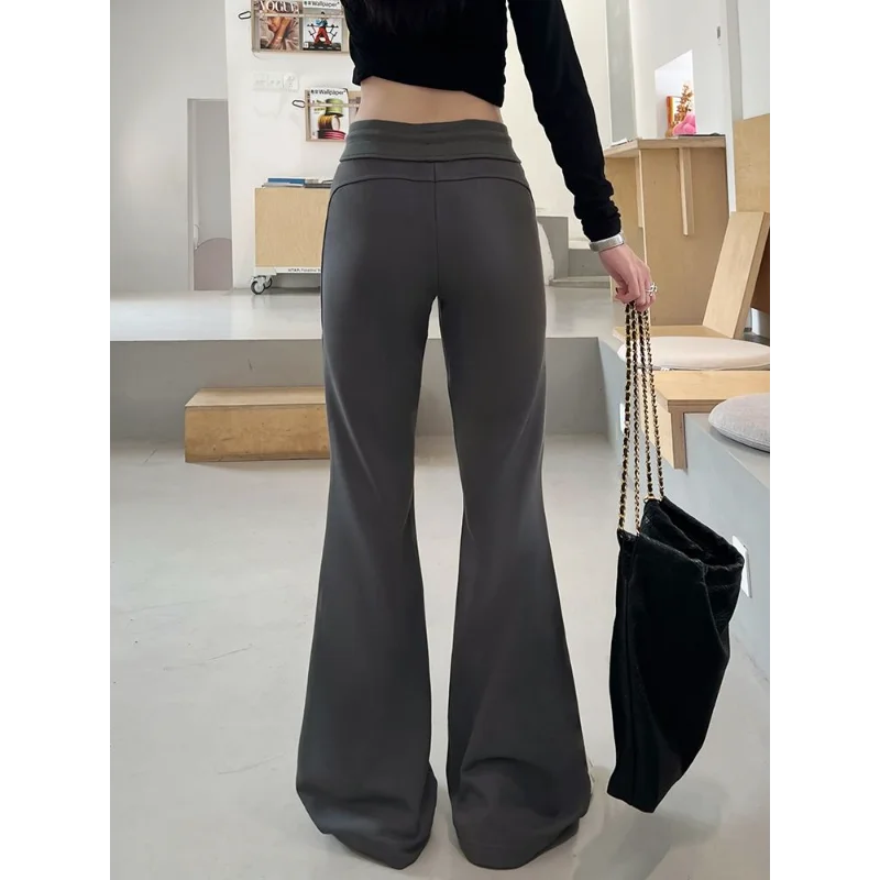 Hoch taillierte Horn-Herbst- und Winter-Neue drapierte, schmale Hose mit Kordelzug