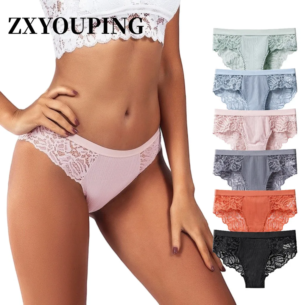 Women\'s Low Waist Panties Sexy Lace Briefs Plus Size Underwear