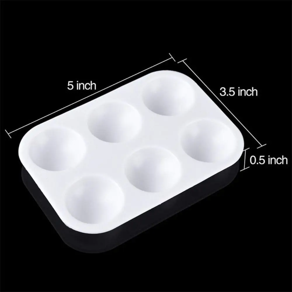 10PCS DIY Craft white Painting Tray Plastic 6 Round Wells Watercolor Palette Rectangular Art Paint Tray Palette Painters