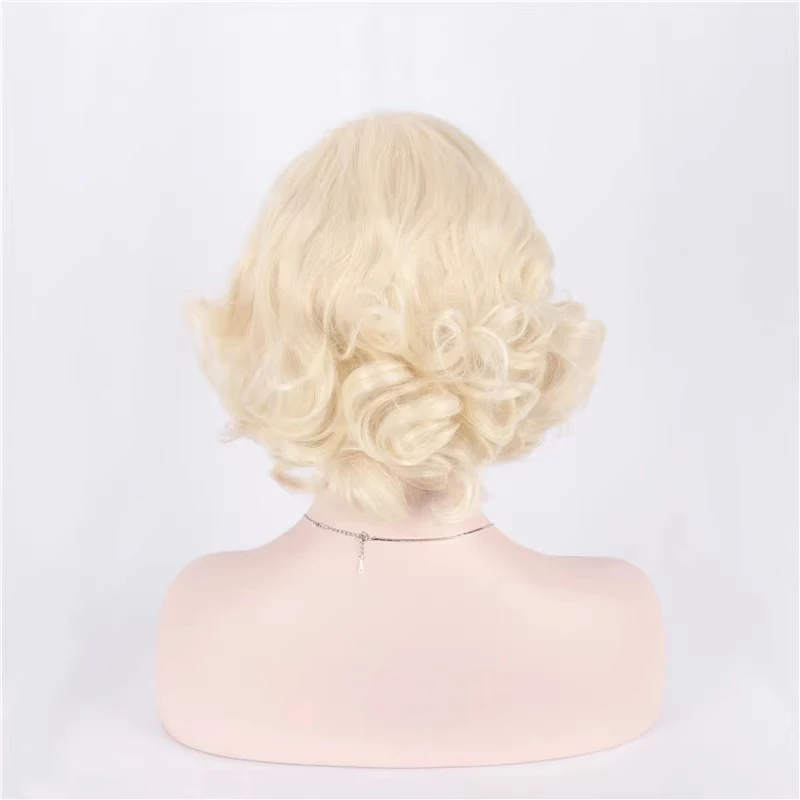 Synthetic Short Curly Hair Blonde Mixed Wig Female 1950s Wigs 60s Cosplay Wig Halloween Costume for Women