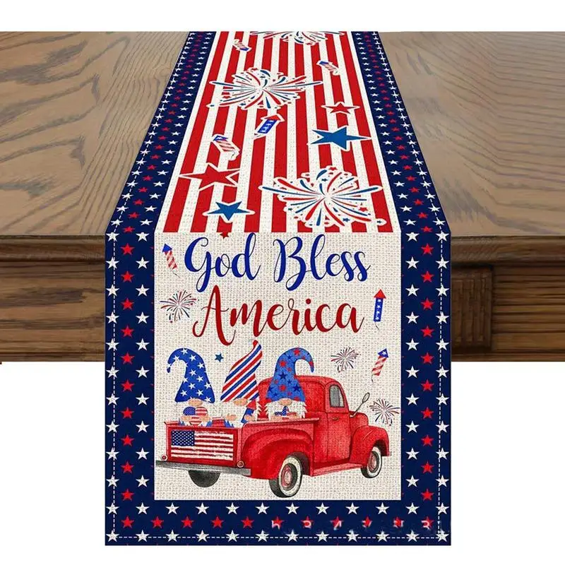 

4th Of July Table Runner American Independence Day Print Decorative Table Flag For Kitchen Dining Room Party Wedding 13x71 Inch