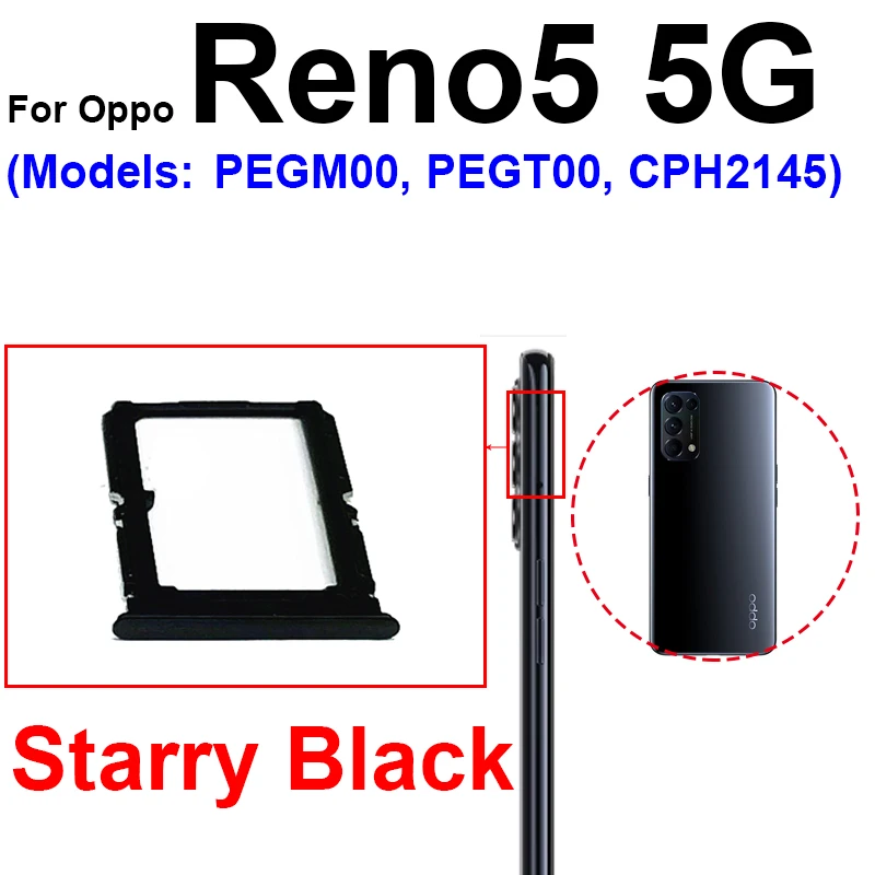 SIM Card Tray For OPPO Reno 5 Pro 5Pro Plus 5K 5Lite 5F 5G Sim Card Slot Holder Reader Adapter Replacement Parts