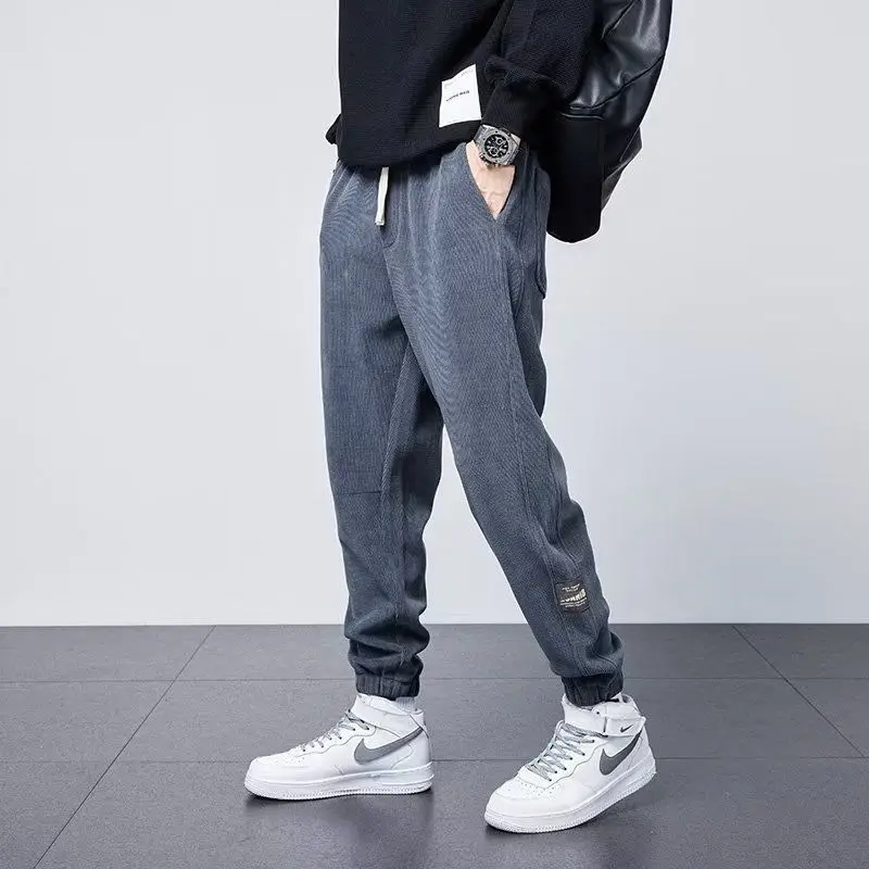 New Spring Autumn Chenille Corduroy Baggy Fashion Harem Man Korean Streetwear Workwear Clothing Sweatpants Trousers Male