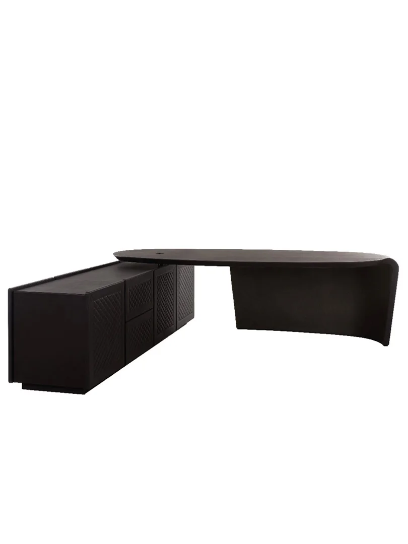 Italian light luxury desk, modern personality, large class desk, corner desk, solid wood, L-shaped