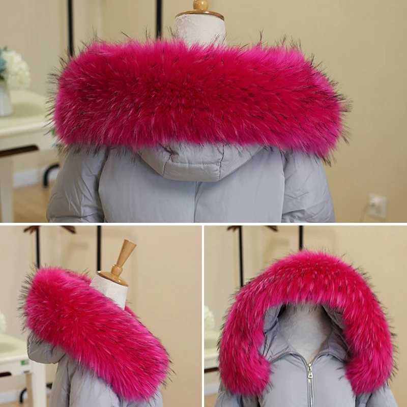 Faux Fur Collar For Women Men Winter Warm Fur Scarf Fluffy Fake Coat Fur Collar Down Jackets Hood Fur Decor Shawl Accessories